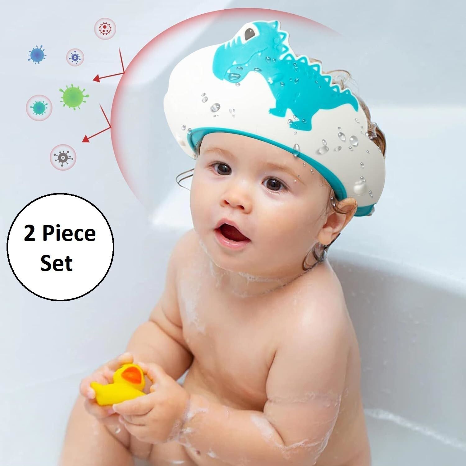 ar jouiet mansion 2 Piece Baby Dino Shower Cap with Adjustable Silicon Strap for Toddler-picture-23