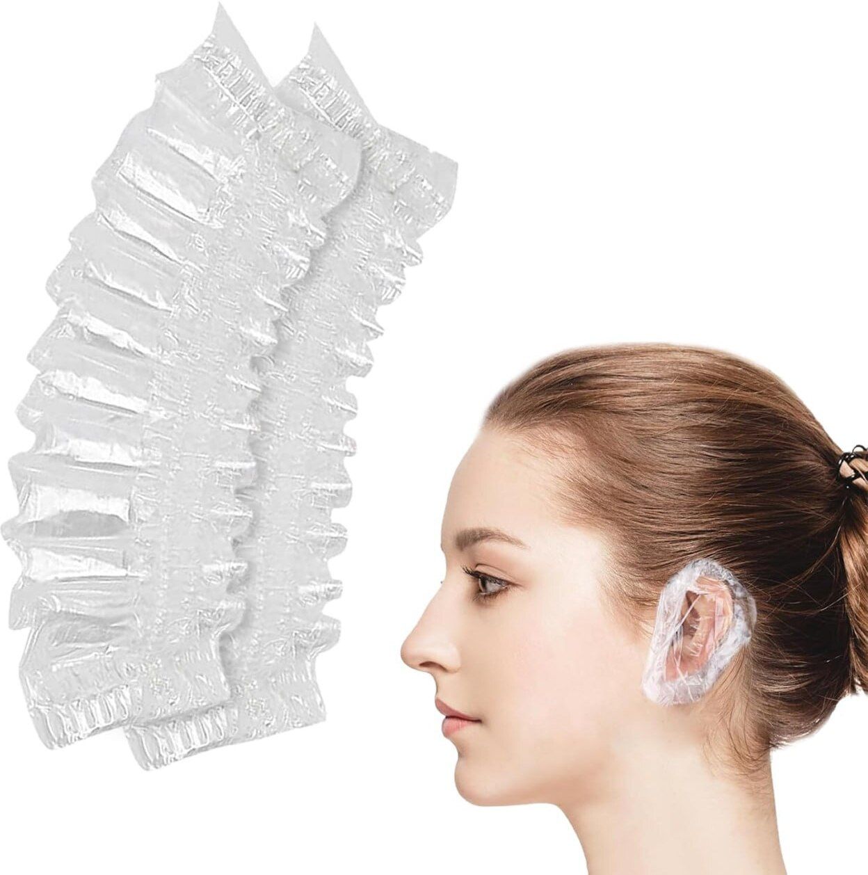 havenflix Waterproof Ear Covers for Shower & Hair Dye, Disposable 100 Pcs Ear Muff-picture-43