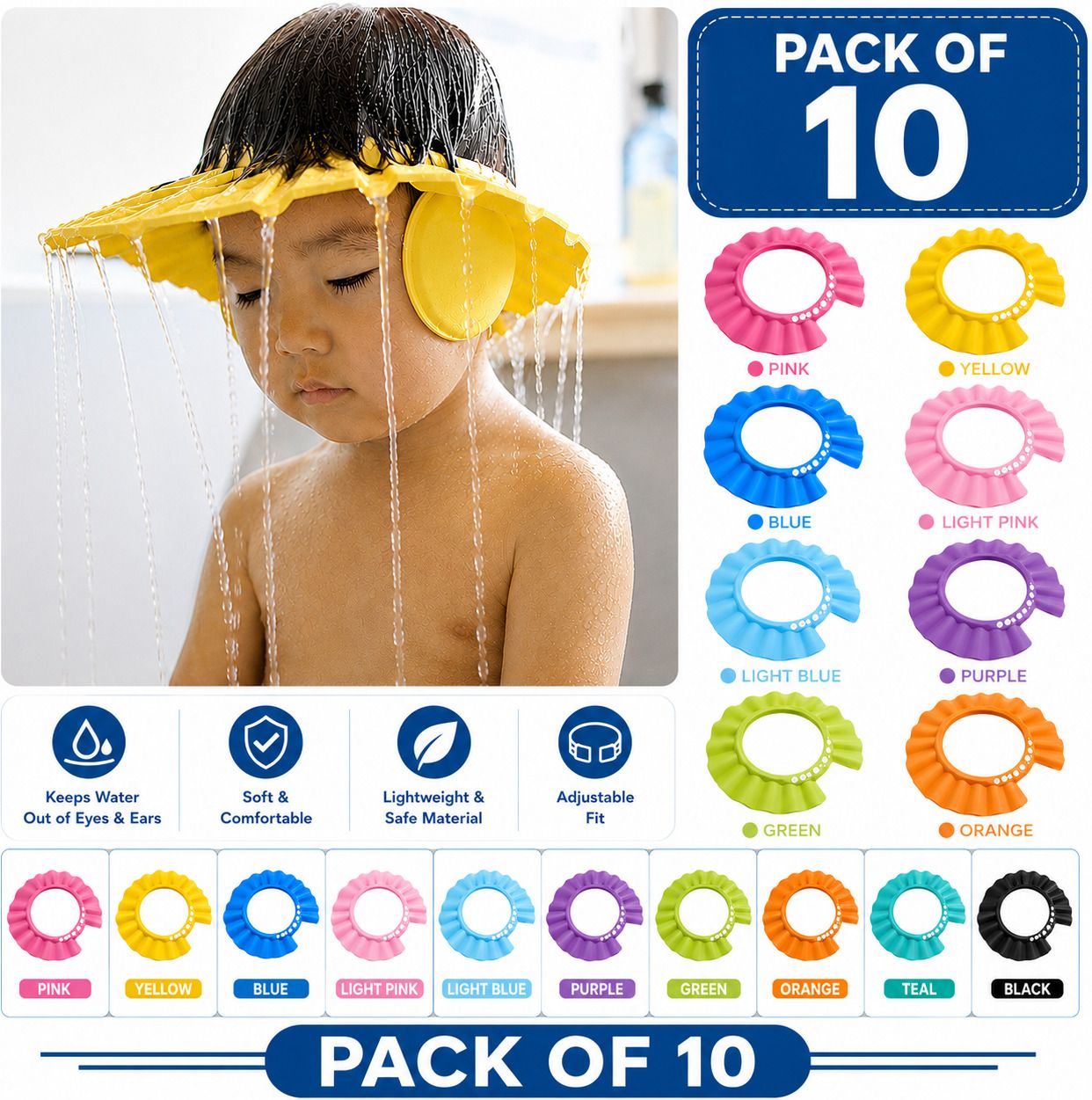xhawk (pack of 10)Kids Baby Shower Cap Shampoo Cap Bath Cap-picture-23