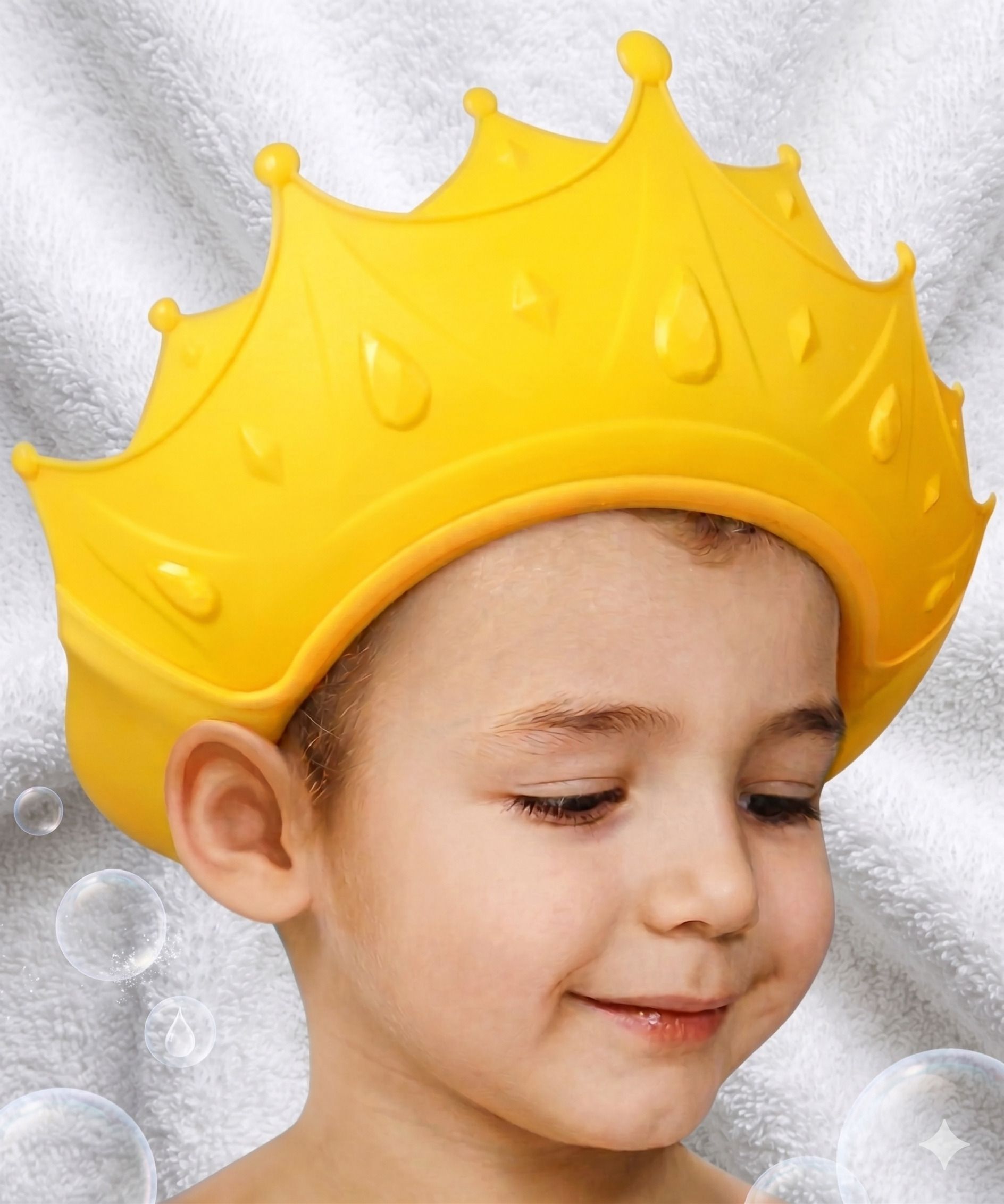 woodvoie Soft Fit Baby Shower Cap Crown Design Splash Protection-picture-26