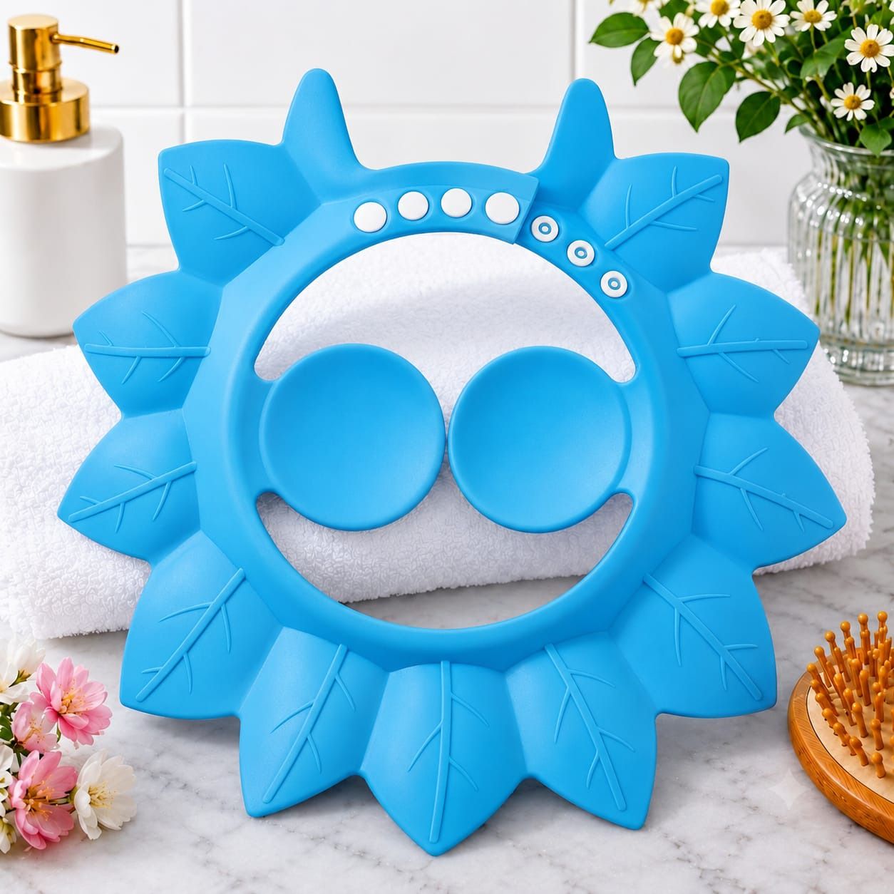 adore Maple Leaf Shampoo Hat – Adjustable Waterproof Bath Shower Cap for Kids-Blue-picture-10