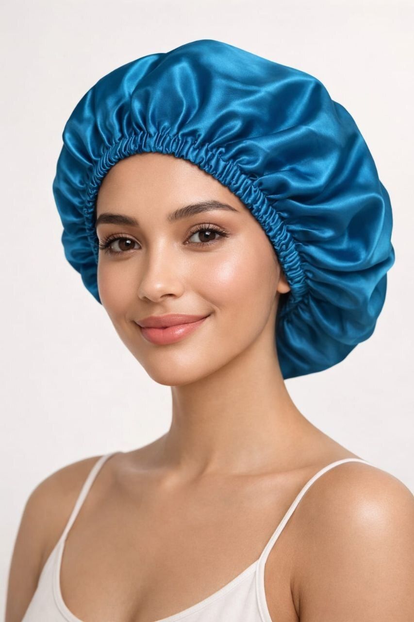 dhrutienterprise Satin Silk Sleep Hair Bonnet with Scrunchies-picture-23