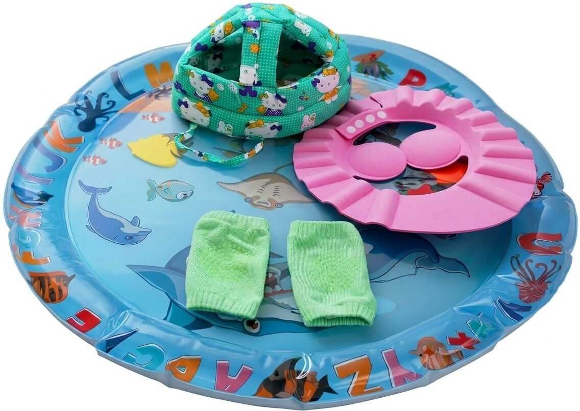 Baby Safety & Activity Combo-Shower Cap,Water Mat,Safety Helmet,& Knee Pad(4pcs)-image-3