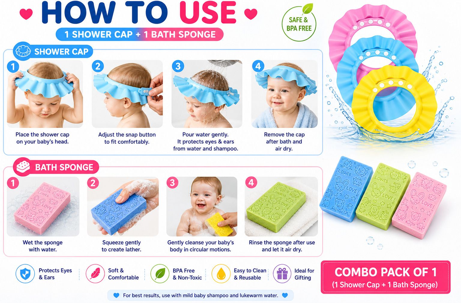 niloro tear free baby shower cap essentials-picture-18