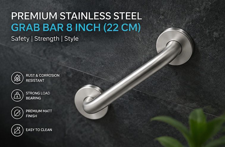 Bathroom Grab Bar 8 Inch Matte Finish Stainless Steel Safety Rail Shower Grab Bar-image-24