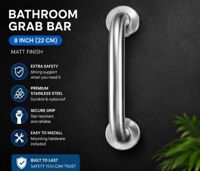 8 Inch Stainless Steel Grab Bar Wall Mounted Bathroom Safety Rail Shower Grab Bar-image-25