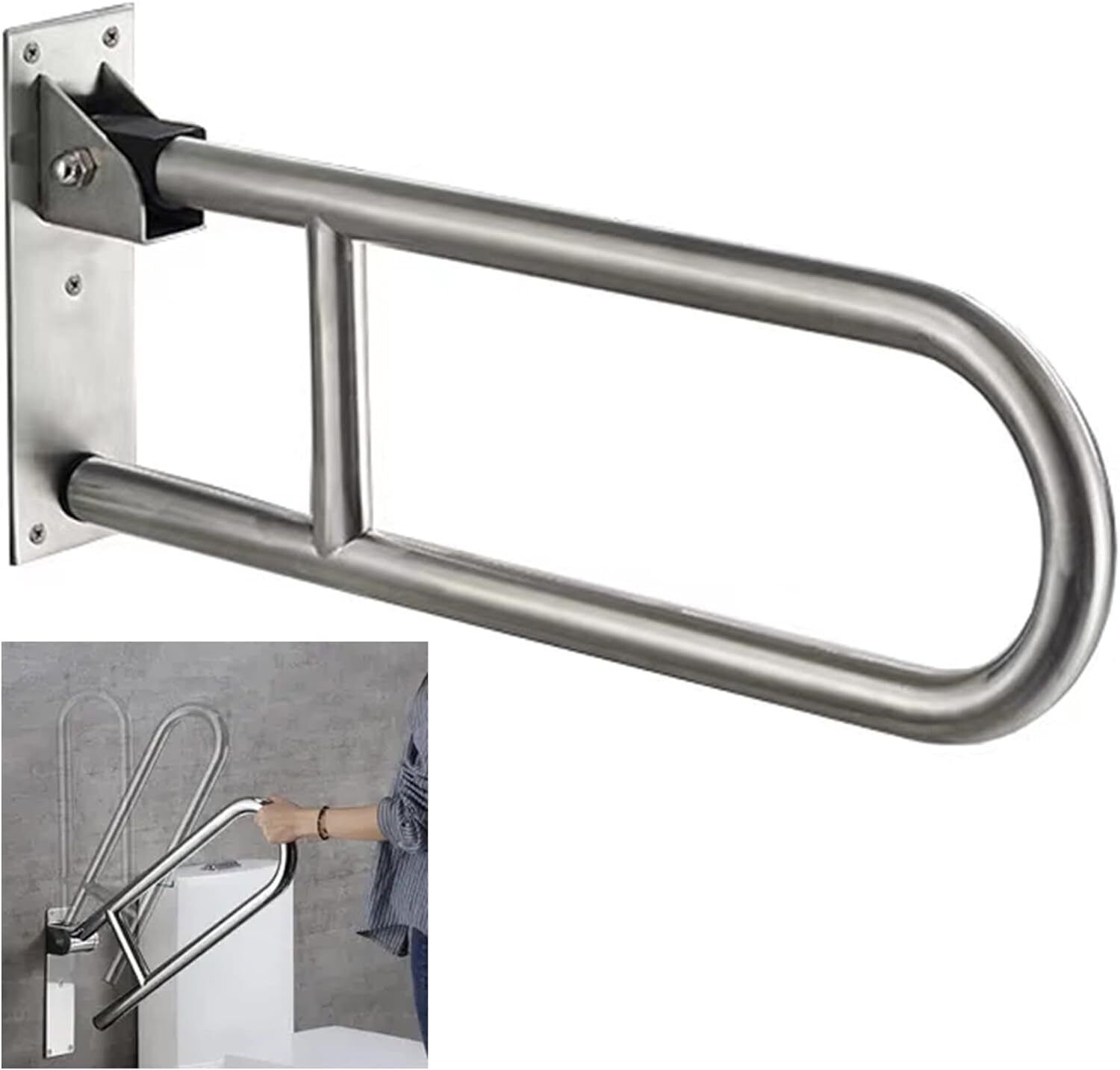 90 Degree Flip Up Grab Bar for Bathroom & Toilet Hand Support Handrails Shower Grab Bar-image-44