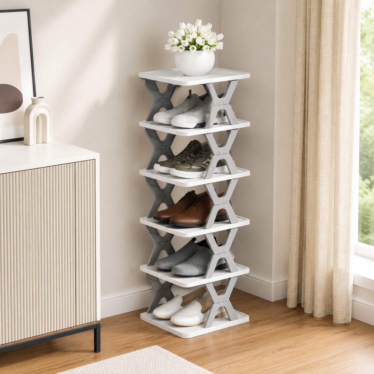 5 Layer Shoes rack X design lightweight foldable shoes cabinet storage for home Shower Grab Bar-image-24
