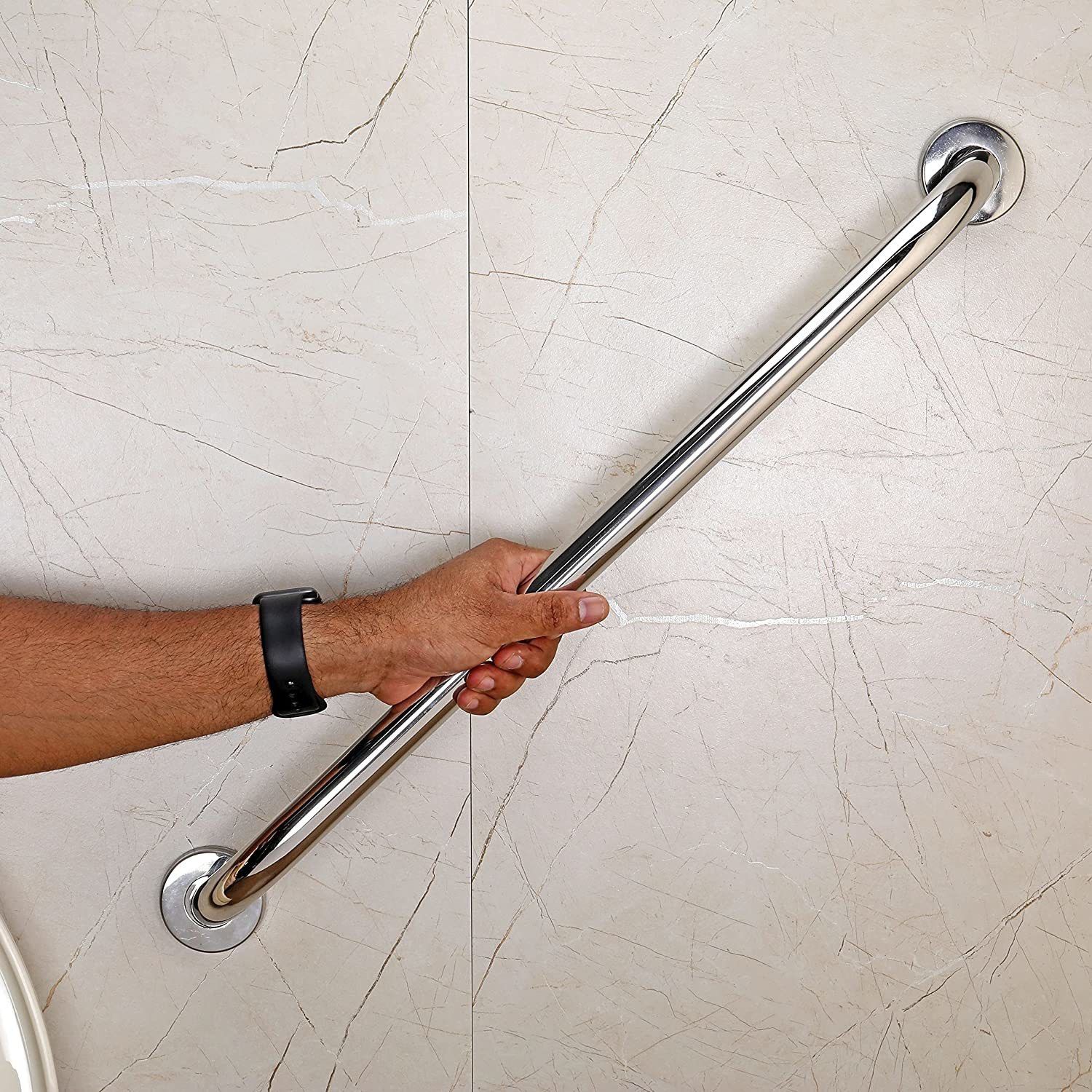 Wall Mounted Safety Hand Support Balance Handle Bar, Chrome 24 Inch(Pack of 2) Shower Grab Bar-image-17