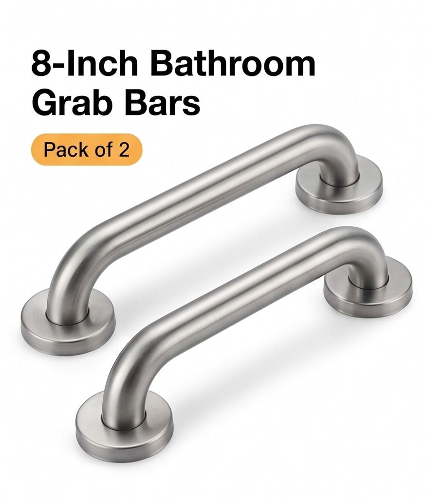 Bathroom Grab Bar 8 Inch Pack of 2 | Stainless Steel Anti Rust Safety Handle Shower Grab Bar-image-29