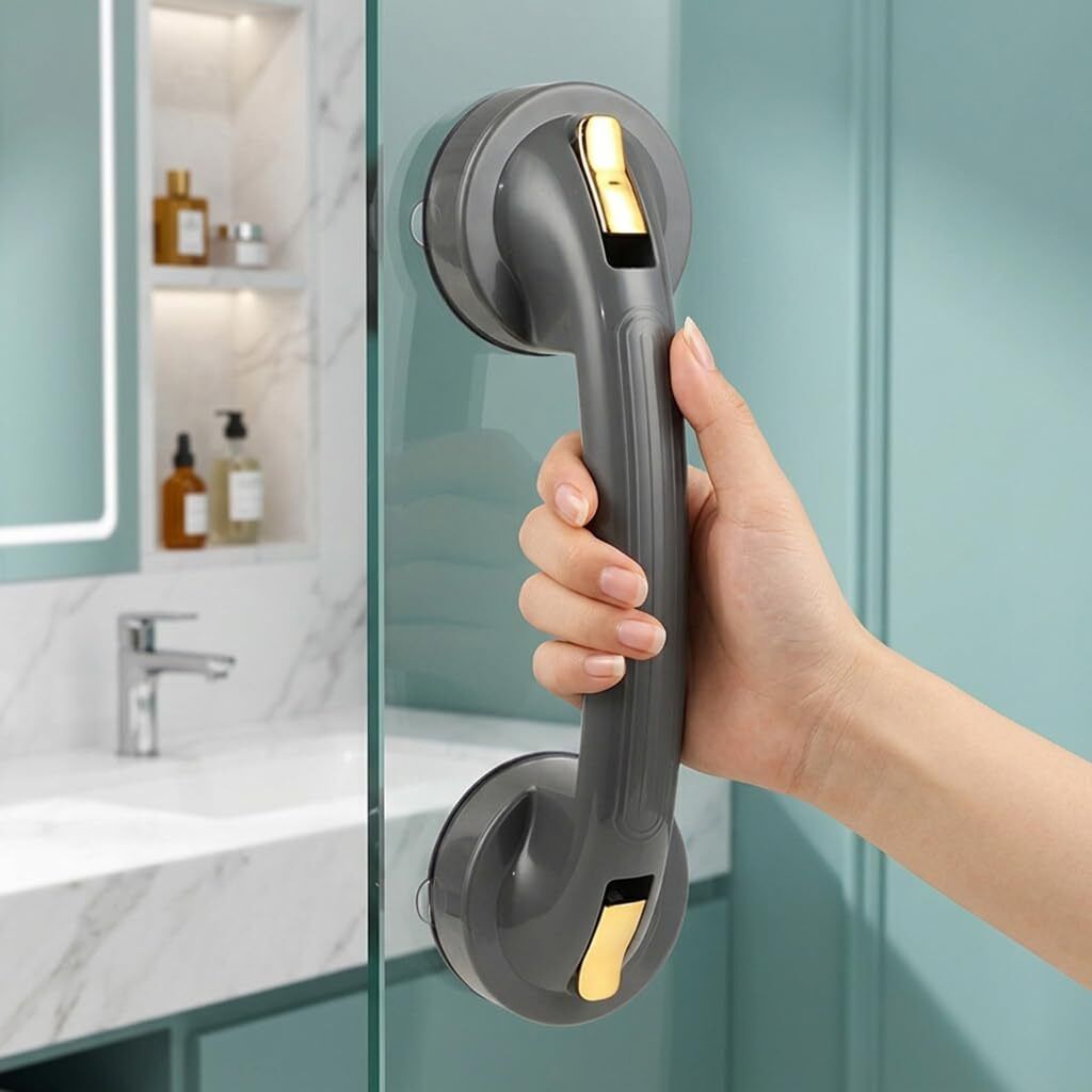 hasthip Dual Suction Cup Handle for Glass Shower Grab Bar-picture-18