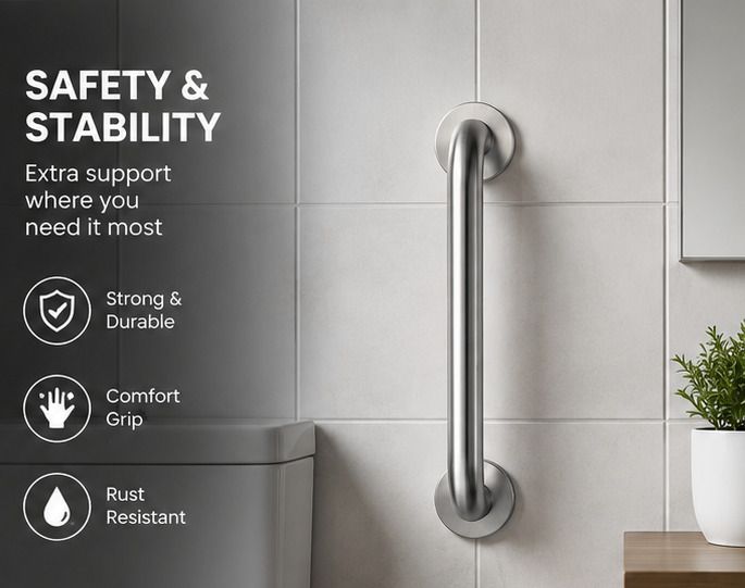 Stainless Steel Grab Bar 8 Inch Bathroom Safety Handle Wall Mounted Shower Grab Bar-image-23