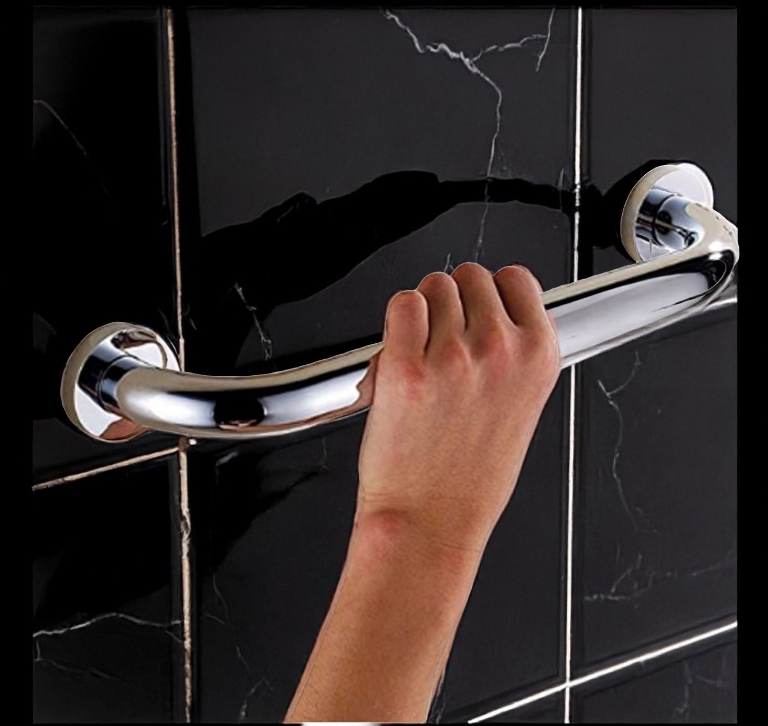 akash enterprises S.S Grab Bar for Bathroom & Bathtub Wall Mounted Safety Hand Support "12 INCH" Shower Grab Bar-picture-19