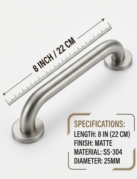 Premium 8 Inch Stainless Steel Grab Bar for Toilet and Shower Safety Shower Grab Bar-image-3