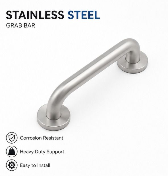 UMJ 8 Inch Grab Bar Wall Mounted Stainless Steel Safety Handle Shower Grab Bar-image-27