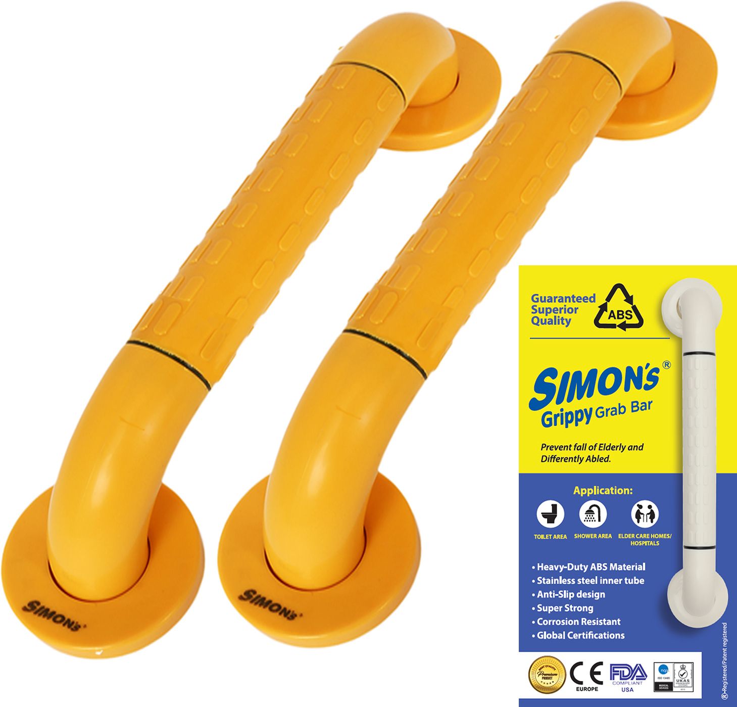 Grippy Heavy-Duty Nylon and SS304 inner tube Grab bar, Orange-30 cm - Pack of 2 Shower Grab Bar-image-18
