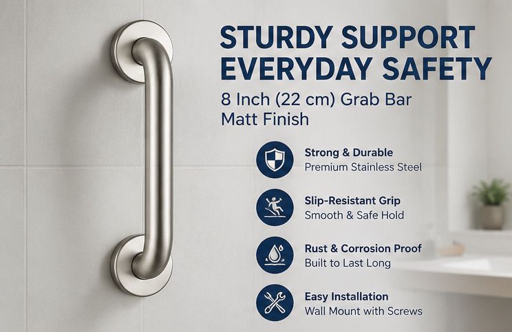 Bathroom Grab Bar 8 Inch Heavy Duty Stainless Steel Safety Rail Shower Grab Bar-image-23