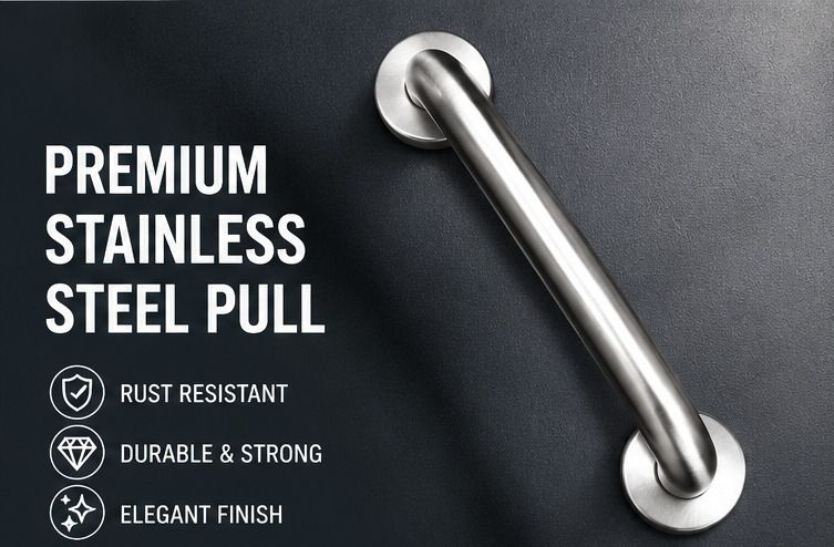 umj enterprises 8 Inch Bathroom Grab Bar Stainless Steel Wall Mounted Safety Handle Shower Grab Bar-picture-21