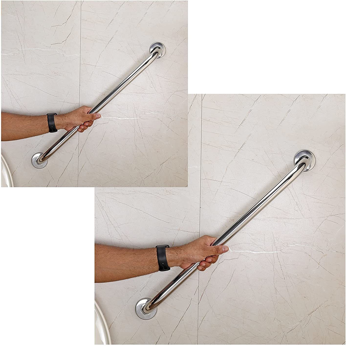 Wall Mounted Safety Hand Support Balance Handle Bar, Chrome 18 Inch(Pack of 2) Shower Grab Bar-image-1