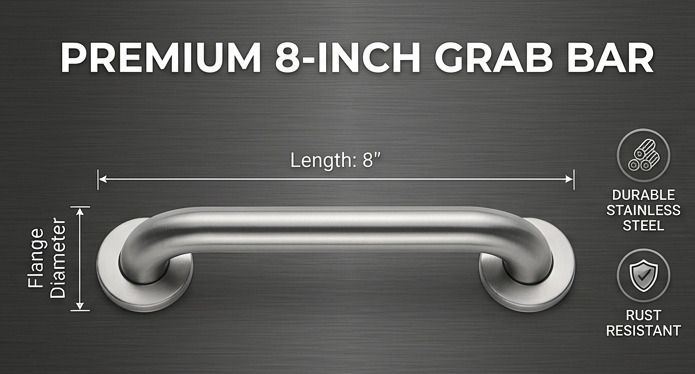 Premium 8 Inch Stainless Steel Grab Bar Matte Finish Bathroom Support Shower Grab Bar-image-30