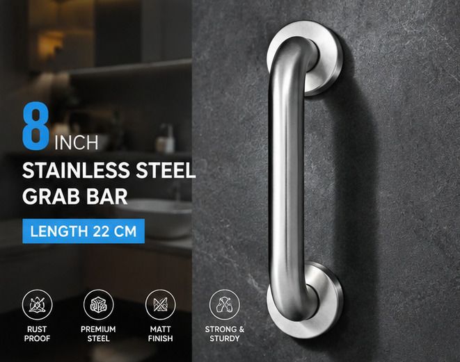 Wall Mounted 22 cm Stainless Steel Grab Bar Bathroom Safety Handle Shower Grab Bar-image-26