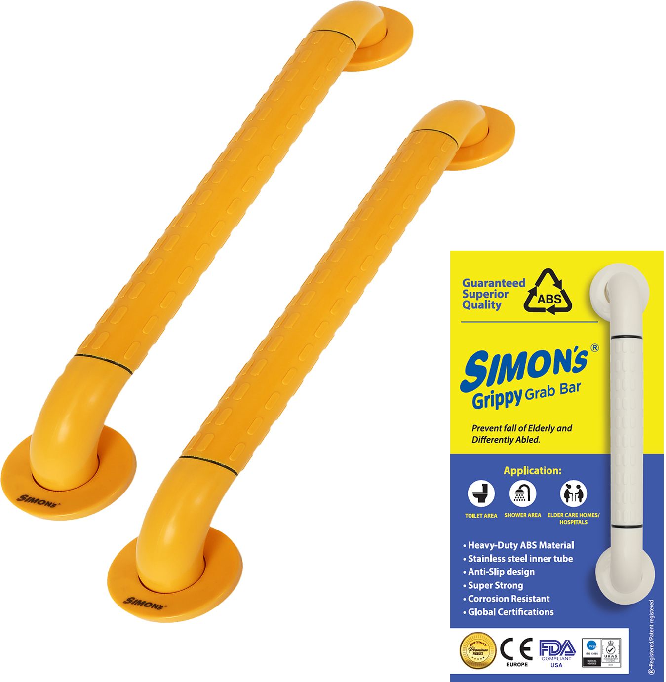 Grippy Heavy-Duty Nylon and SS304 inner tube Grab bar, Orange-38 cm - Pack of 2 Shower Grab Bar-image-17