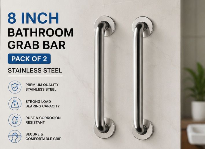 Bathroom Safety Grab Bar 8 Inch Stainless Steel Wall Mounted Handle Pack of 2 Shower Grab Bar-image-10