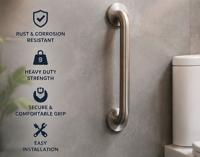 Stainless Steel 8 Inch Grab Bar for Bathroom Shower Toilet Safety Support Shower Grab Bar-image-8