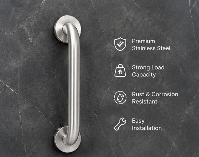 8 Inch Stainless Steel Grab Bar Bathroom Safety Handle Rail Shower Grab Bar-image-22