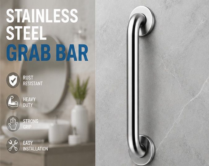 8 Inch Stainless Steel Grab Bar | Bathroom Support Handle Pack of 1 Shower Grab Bar-image-42