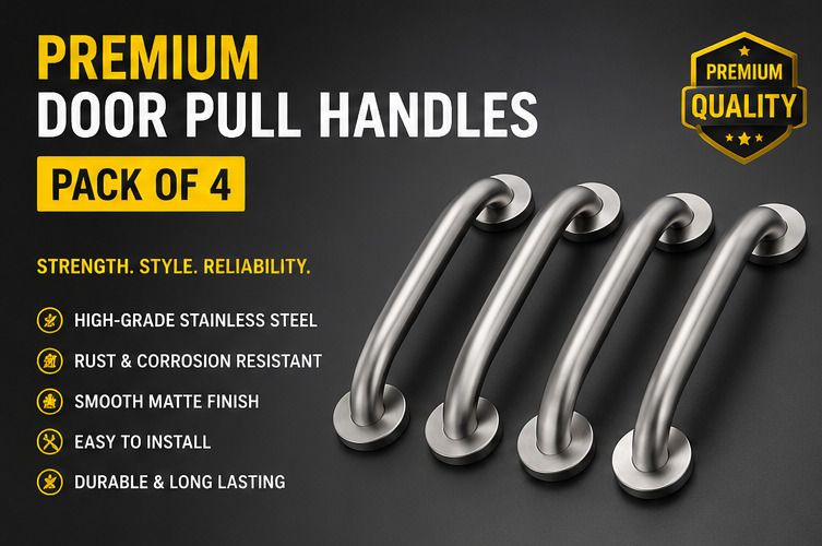 umj enterprises Bathroom Grab Bar Pack of 4 | Stainless Steel Safety Handle | Wall Mounted Shower Grab Bar-picture-45