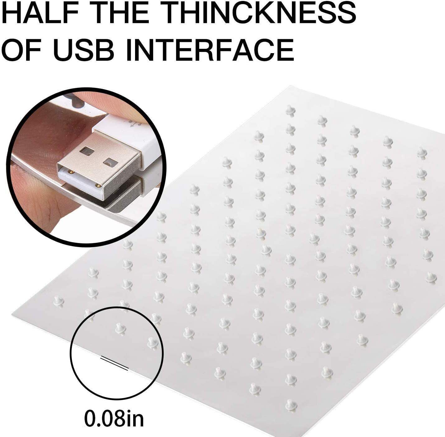 (8x8 inch) Stainless Steel Ultra Slim Rain Shower Head with 18 inch Arm Fixed Mount-image-11