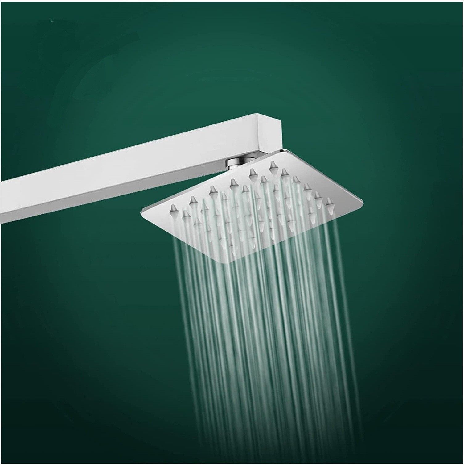 Stainless Steel 4x4 Inch Ultra Slim Shower With (9" Inch) Square Arm Fixed Mount-image-11