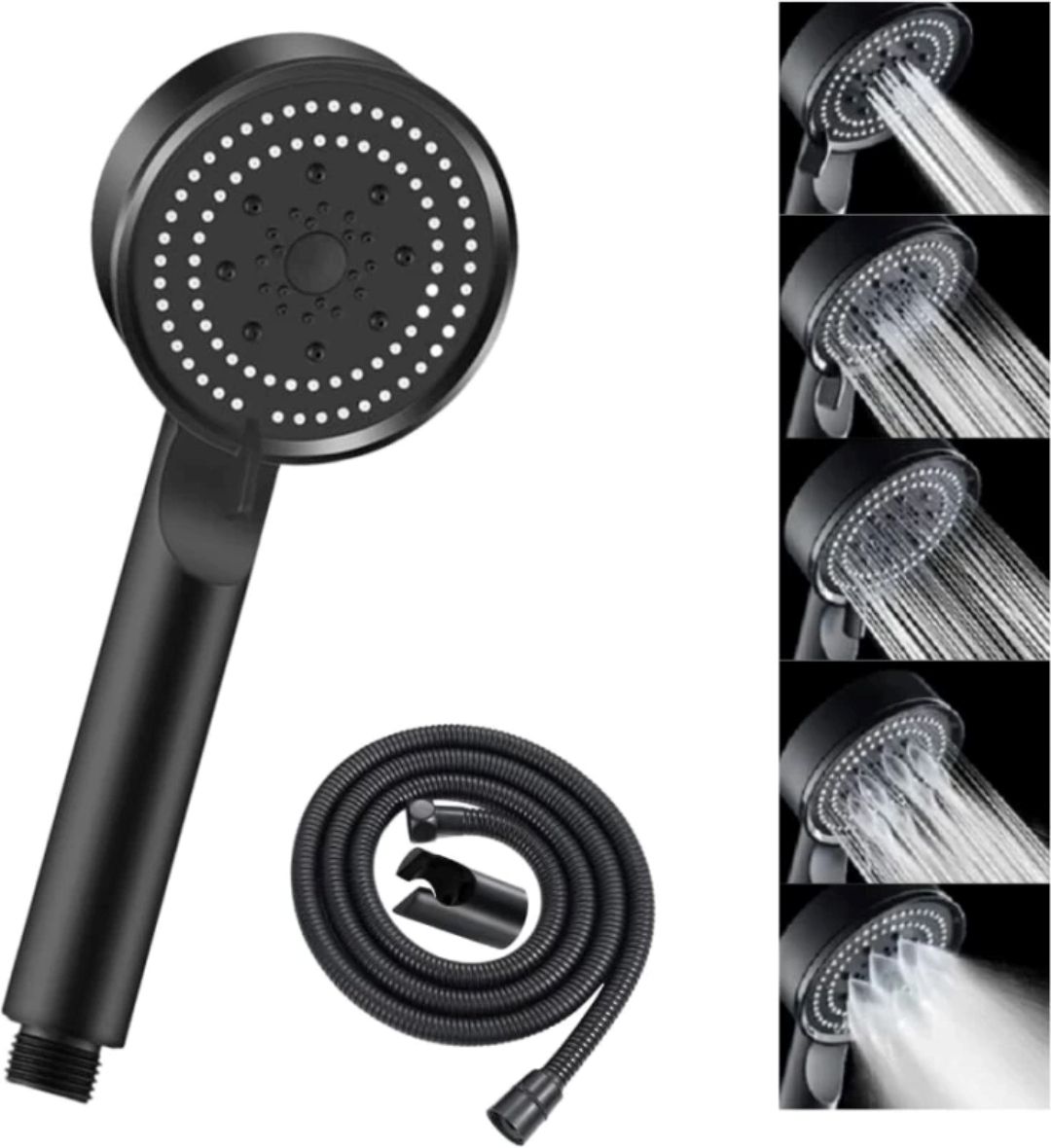 citrine Abs pvd black hand shower 4 gear multi function with 1 mtr shower tube(black) Handheld-picture-13