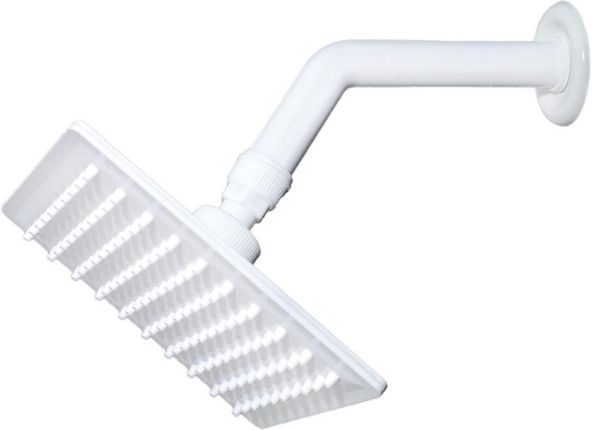 6"x6" Inch White PVC Feny Shower with 9"Inch Shower Arm - Set of 1 Fixed Mount-image-3