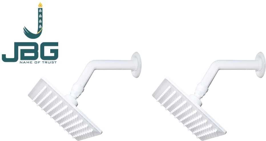 Plastic Bathroom Shower Head With Arm Square (4 x 4) Pack of 2 Fixed Mount