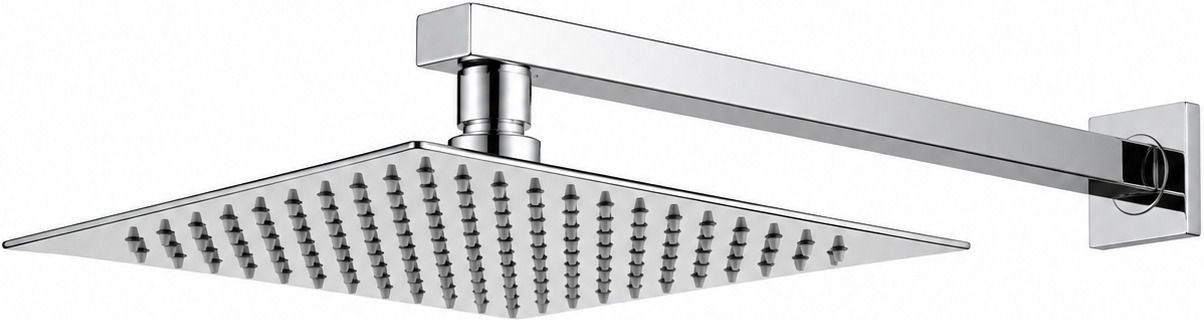 Ultra Slim Stainless Steel 8 Inch x 8 Inch Square Rain Shower Head | 18inch Arm Fixed Mount-image-29