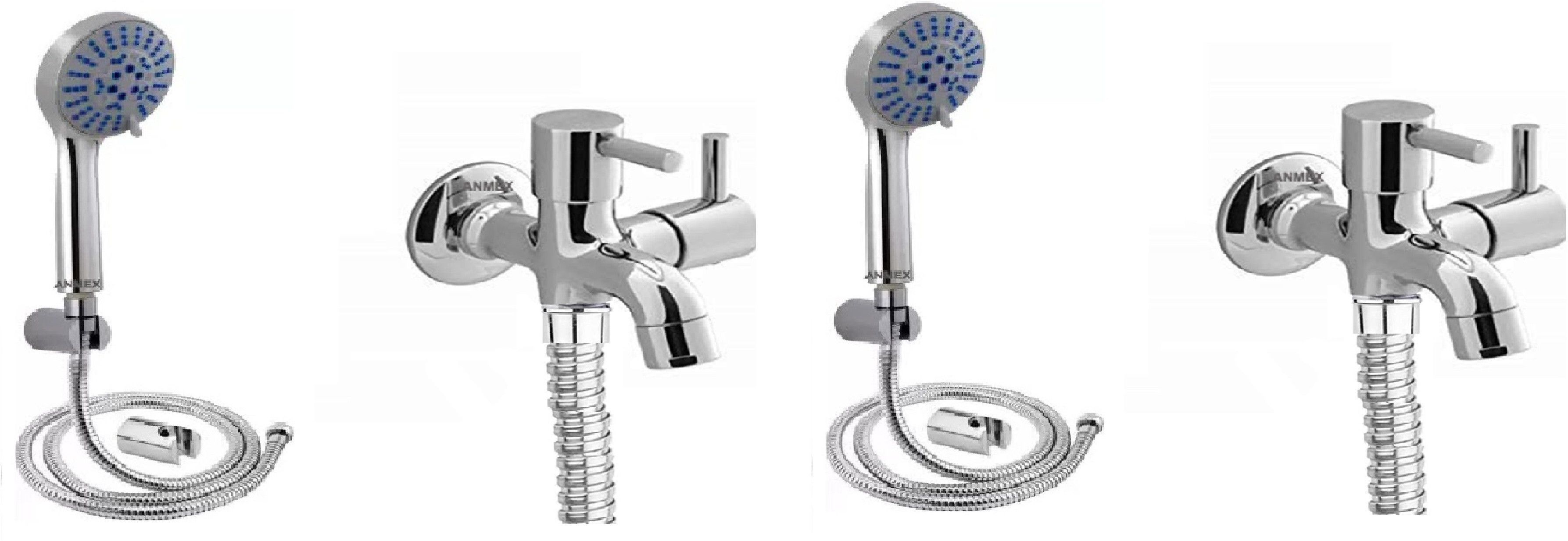anmex Complete set of 5 Function 5GEAR Blue Chrome Finish Hand Shower - PACK OF 2 Handheld-picture-27