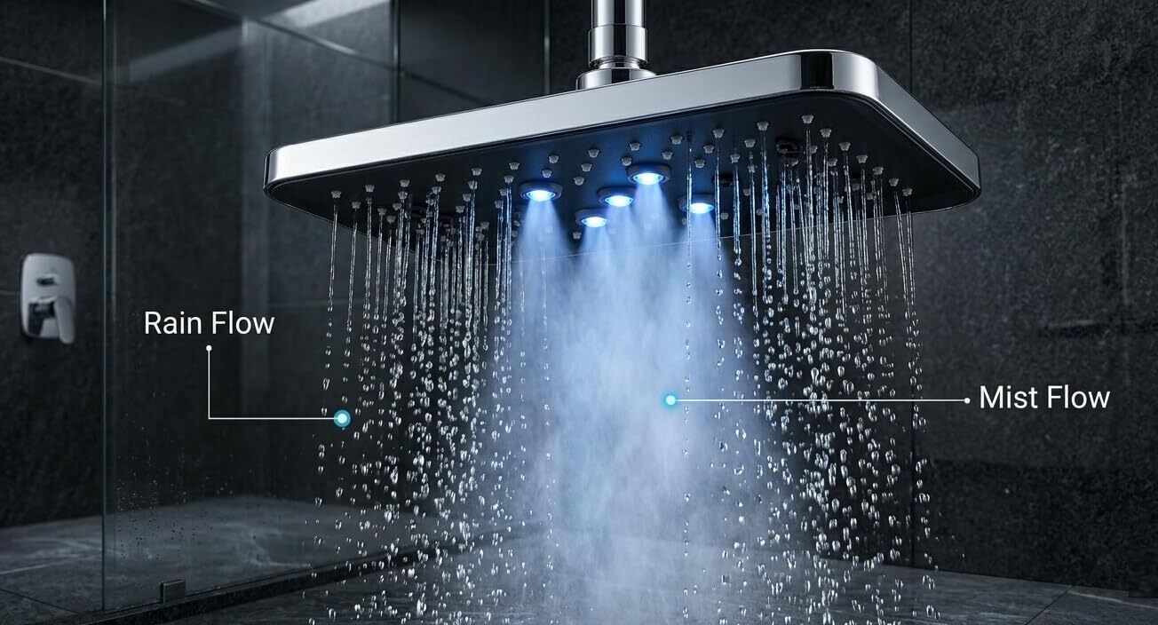 12x8 Inch Dual Flow Rain & Mist Shower Head | Chrome Fixed Mount-image-20