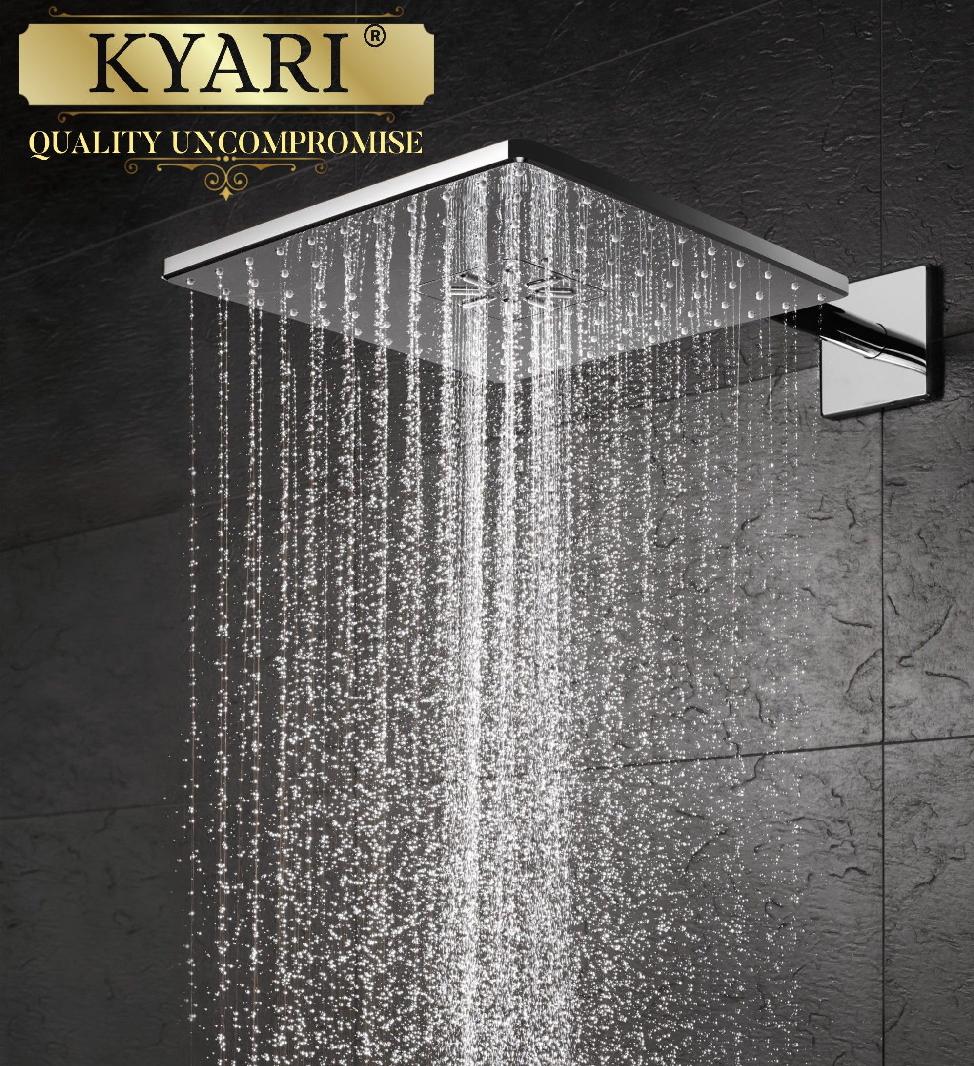 kyari - PREMIUM Curve 8x8 Shower (BRASS) + 18 inch Arm Shower Complete Set with Handheld-picture-25