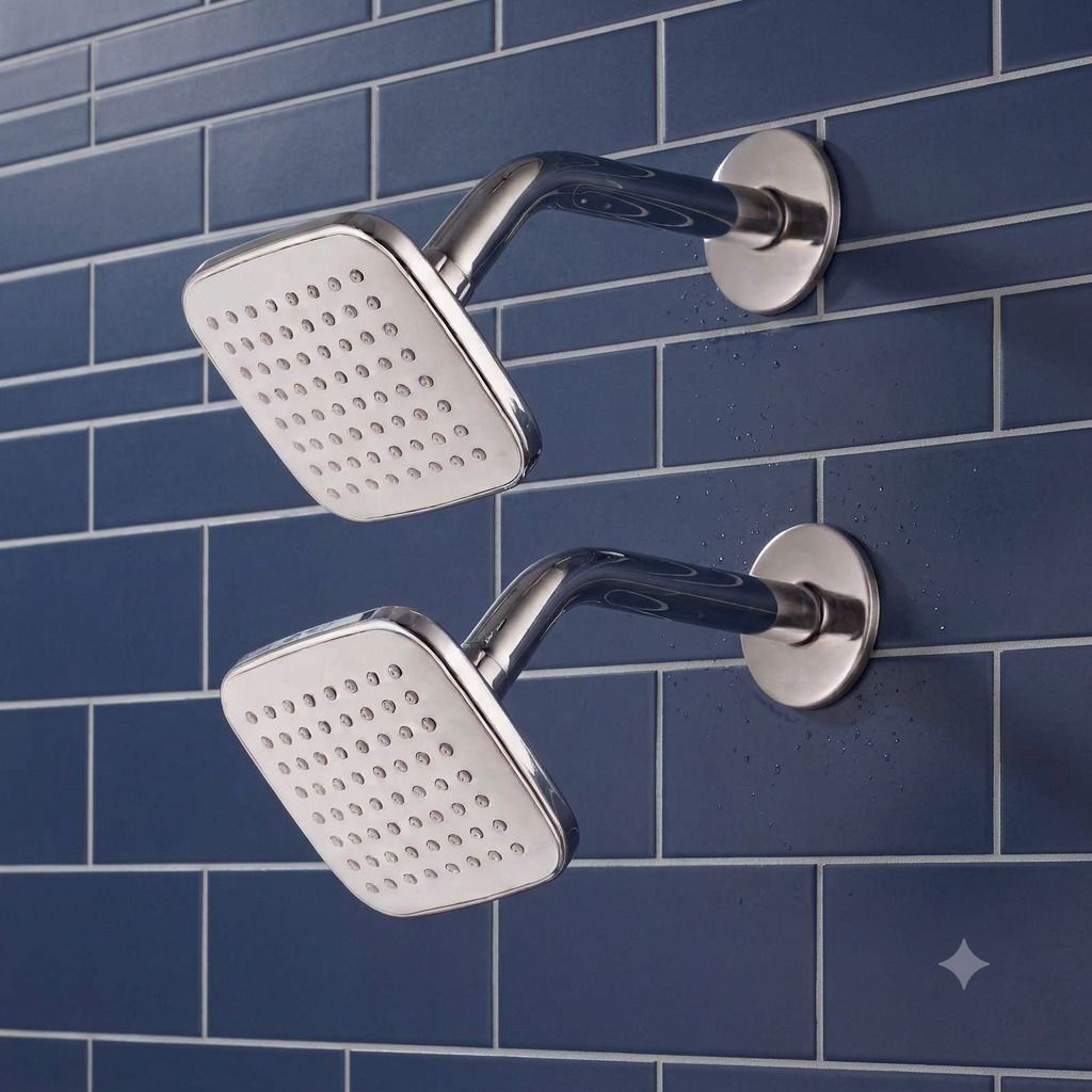 4"Inch White Square ABS Plastic Shower with 9"Inch S.S Round Shower Arm Set of 2 Fixed Mount-image-31