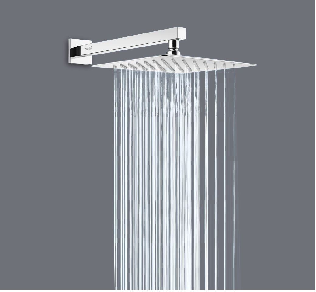 6"x6" Ultra Slim Shower with 12inch Brass Thread Arm Fixed Mount