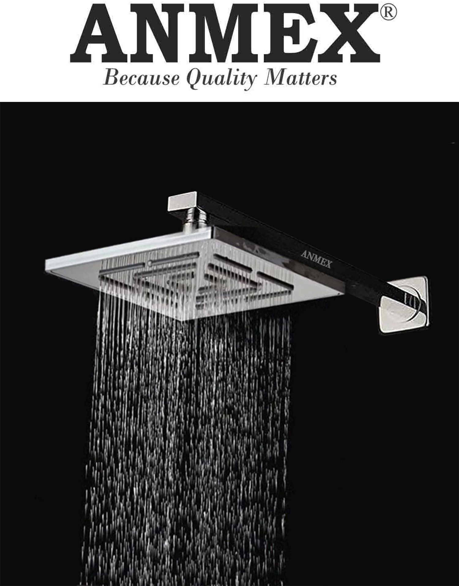 anmex MAZE HeavyDuty Mirror SS304 Overhead ShowerHead & Square Arm (8X8 + 18inch Arm) Handheld-picture-16