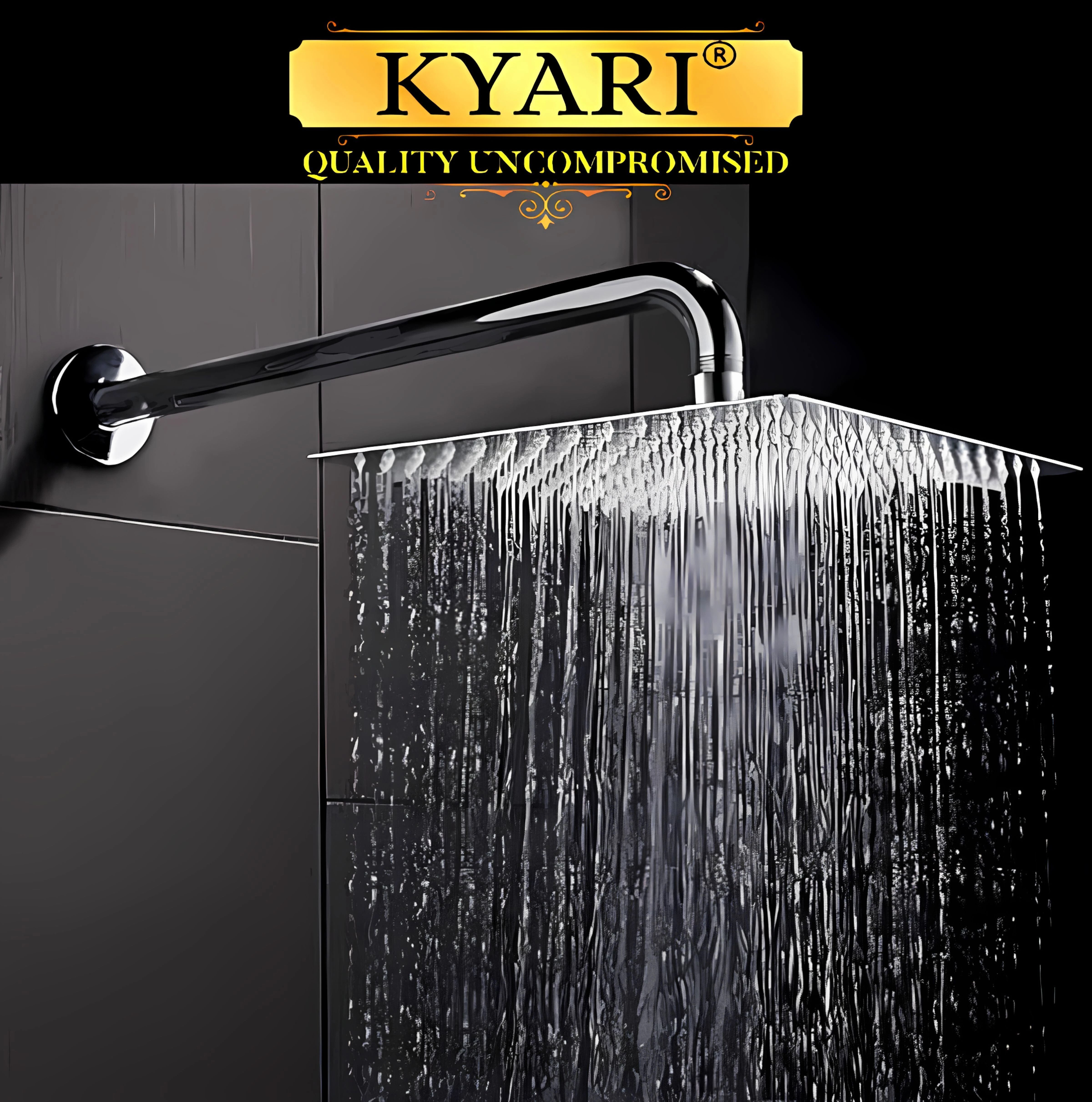 - PREMIUM 12 X 12 Ultra Slim LUX Shower + EXTRA Heavy Arm Shower Complete Set Fixed Mount