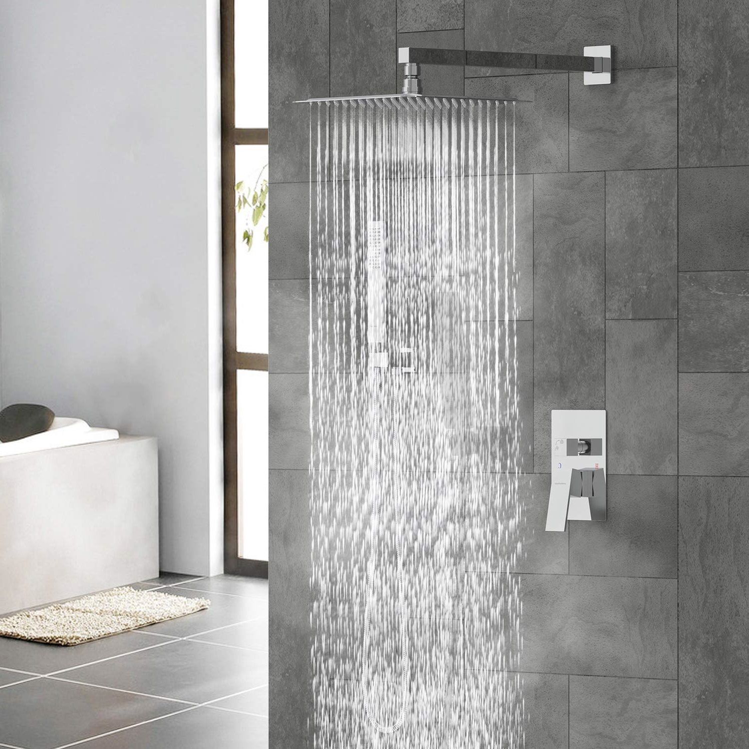 clinton Premium Quality Stainless Steel 8x8 Inch Ultra Slim Shower with 12inch arm Fixed Mount-picture-23