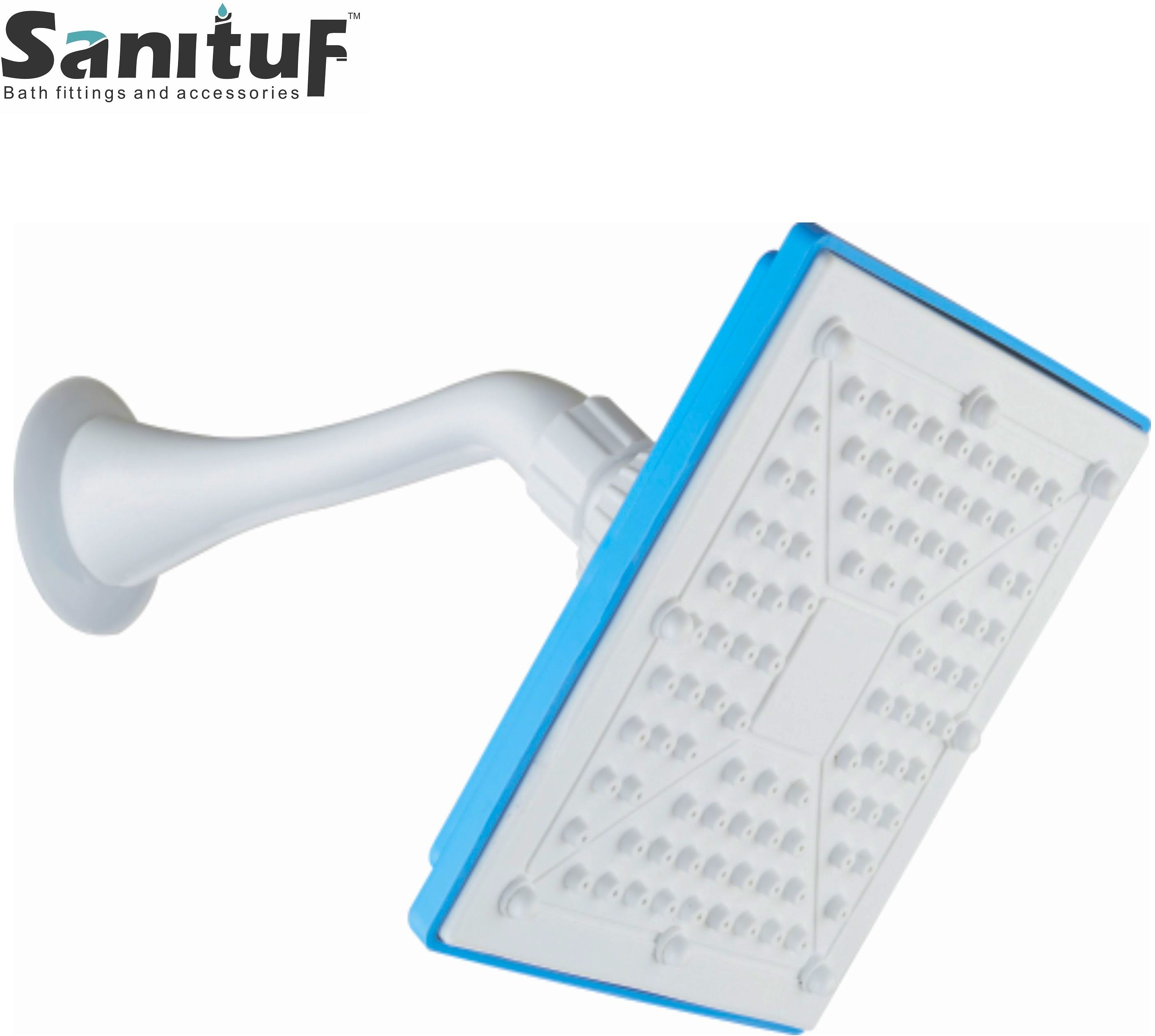 sanituf Tesla ABS Over Head Ultra Slim Square Shower With Arm (6 X 6 INCH) Fixed Mount-picture-3