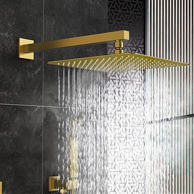 prime tosch 8 Inch Golden Rain Shower Head with 18 Inch Stainless Shower Arm Fixed Mount-picture-16