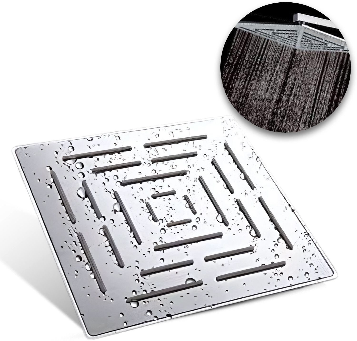 homemates Head Shower Ultra Slim Stainless Steel 8 Inch x 8 Inch Square Rain Shower Handheld-picture-14