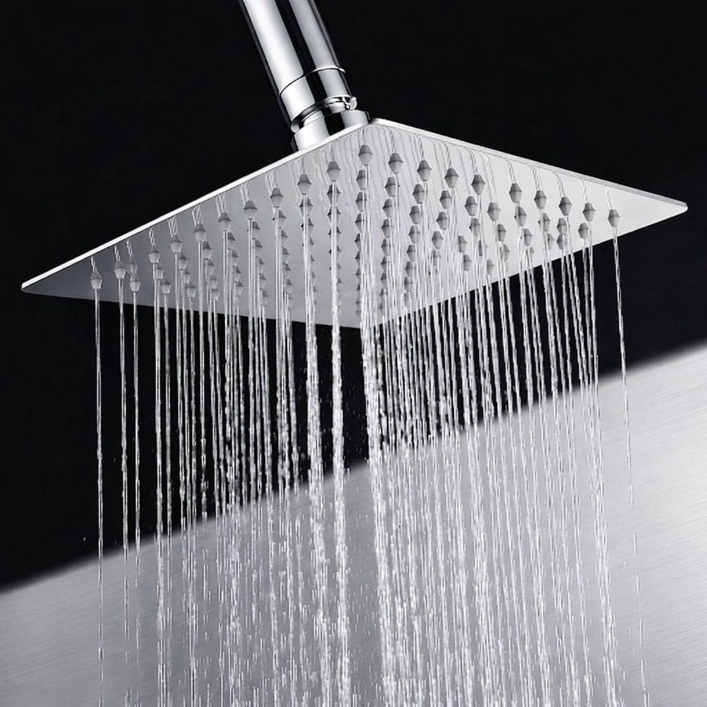 Heavy Duty 6 Inch Square Rain Shower - 304 Steel High Pressure Bathroom Shower Fixed Mount-image-7