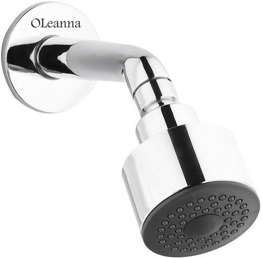 oleanna Steel Overhead Shower with Shower Arm and Wall Flange (Silver, Chrome Finish) Fixed Mount-picture-0